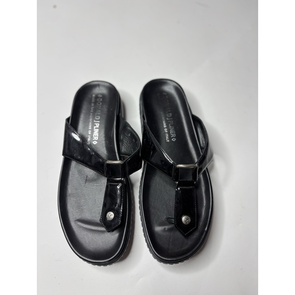 Donald Pliner Women 6M Patent Leather Fanta Platform Chunky thong sandals Y2K